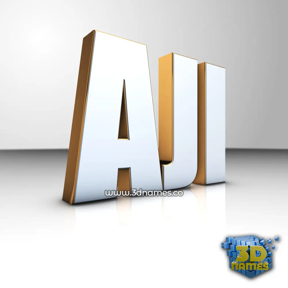 aji in White'n'Gold style - 3D name wallpaper