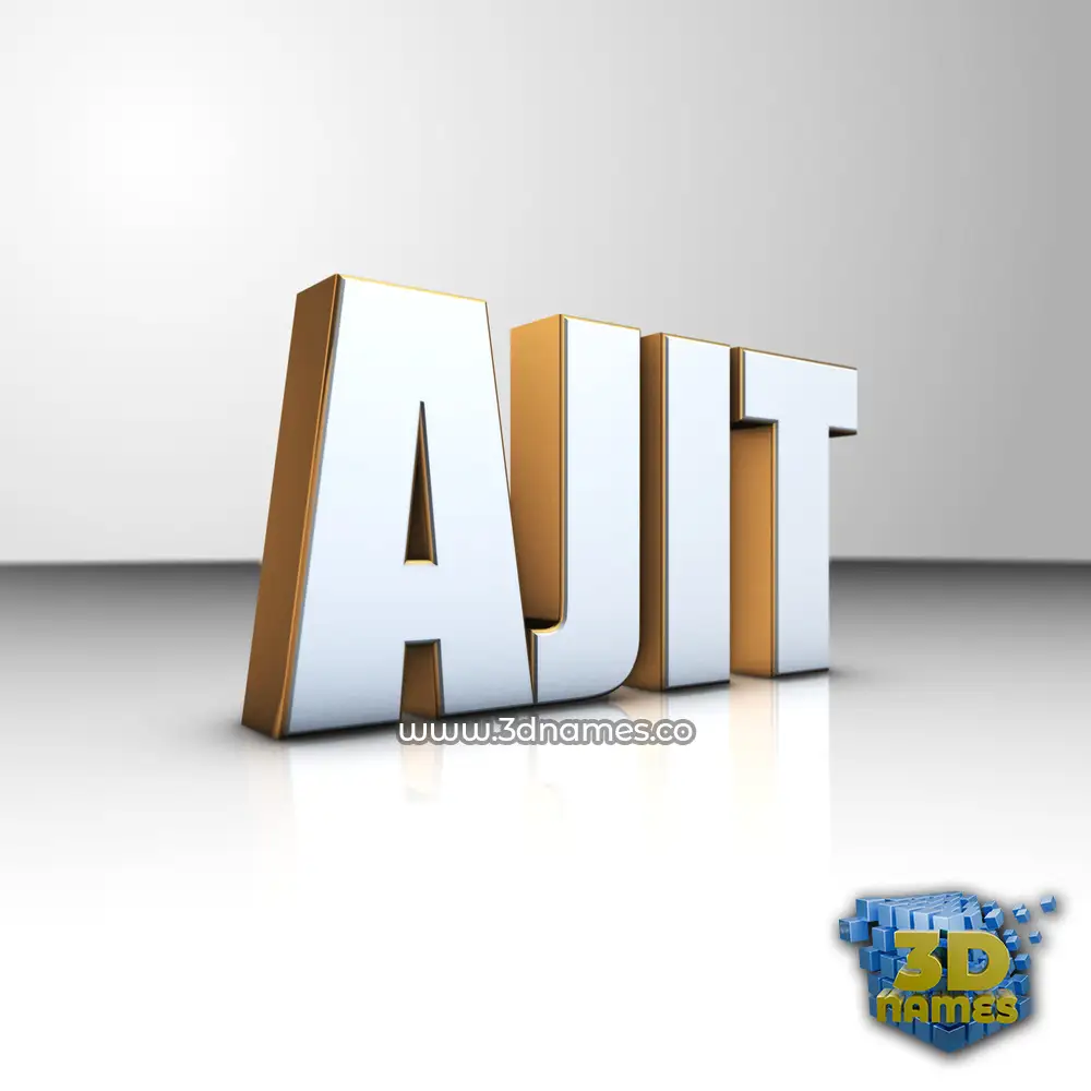 ajit in White'n'Gold style - 3D name wallpaper