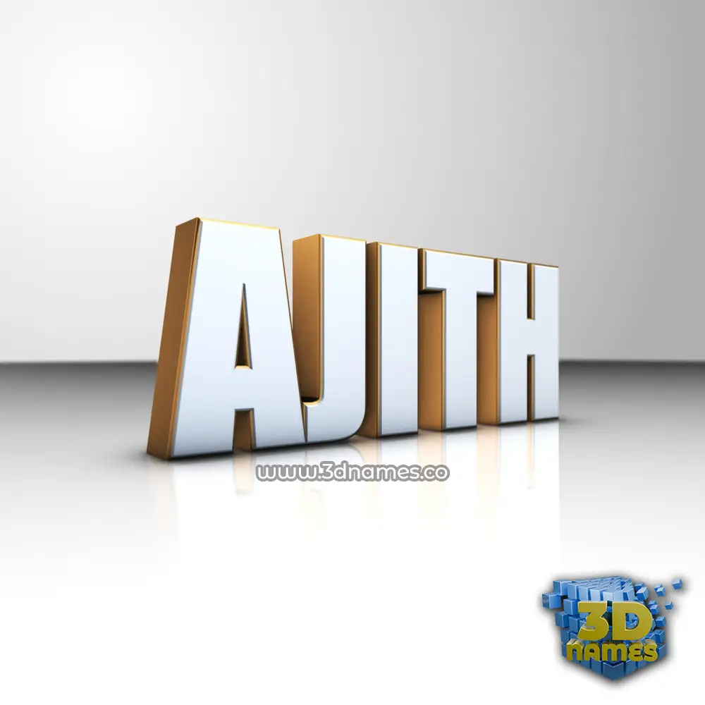 ajith in White'n'Gold style - 3D name wallpaper