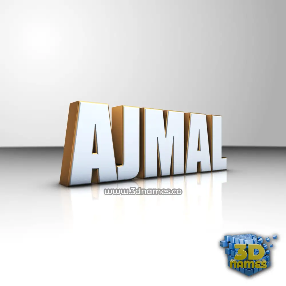 ajmal in White'n'Gold style - 3D name wallpaper