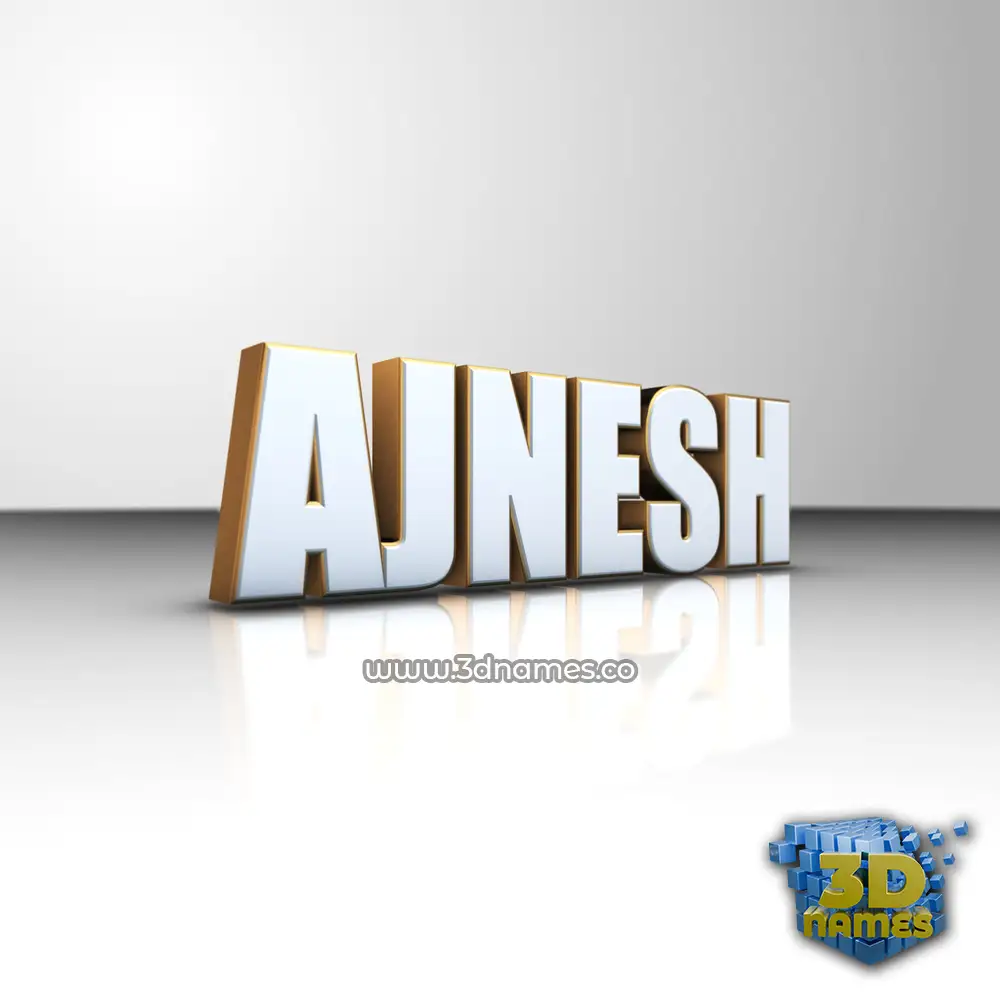 ajnesh in White'n'Gold style - 3D name wallpaper