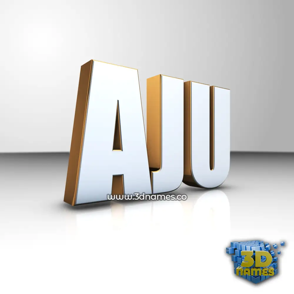 aju in White'n'Gold style - 3D name wallpaper
