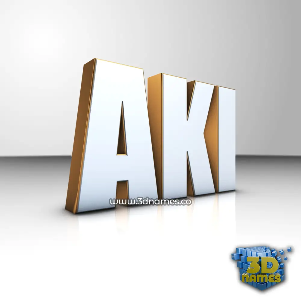 aki in White'n'Gold style - 3D name wallpaper