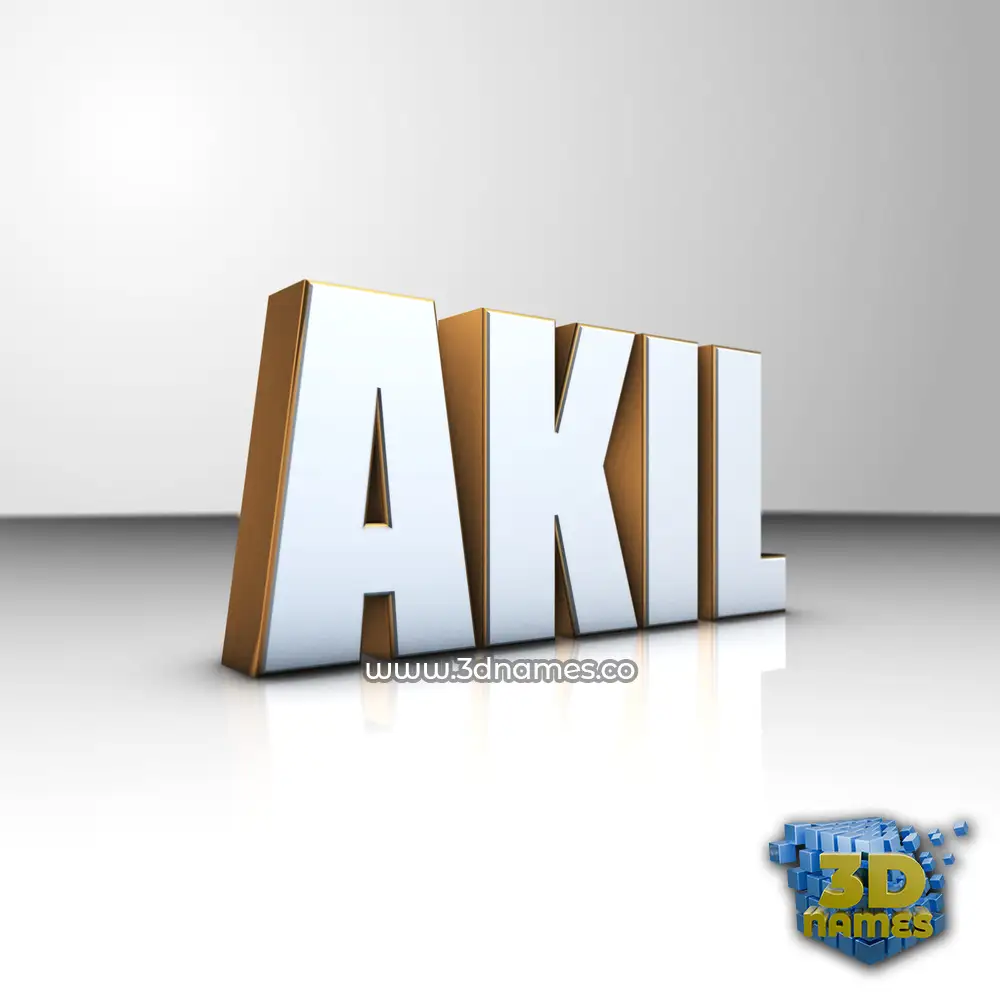 akil in White'n'Gold style - 3D name wallpaper