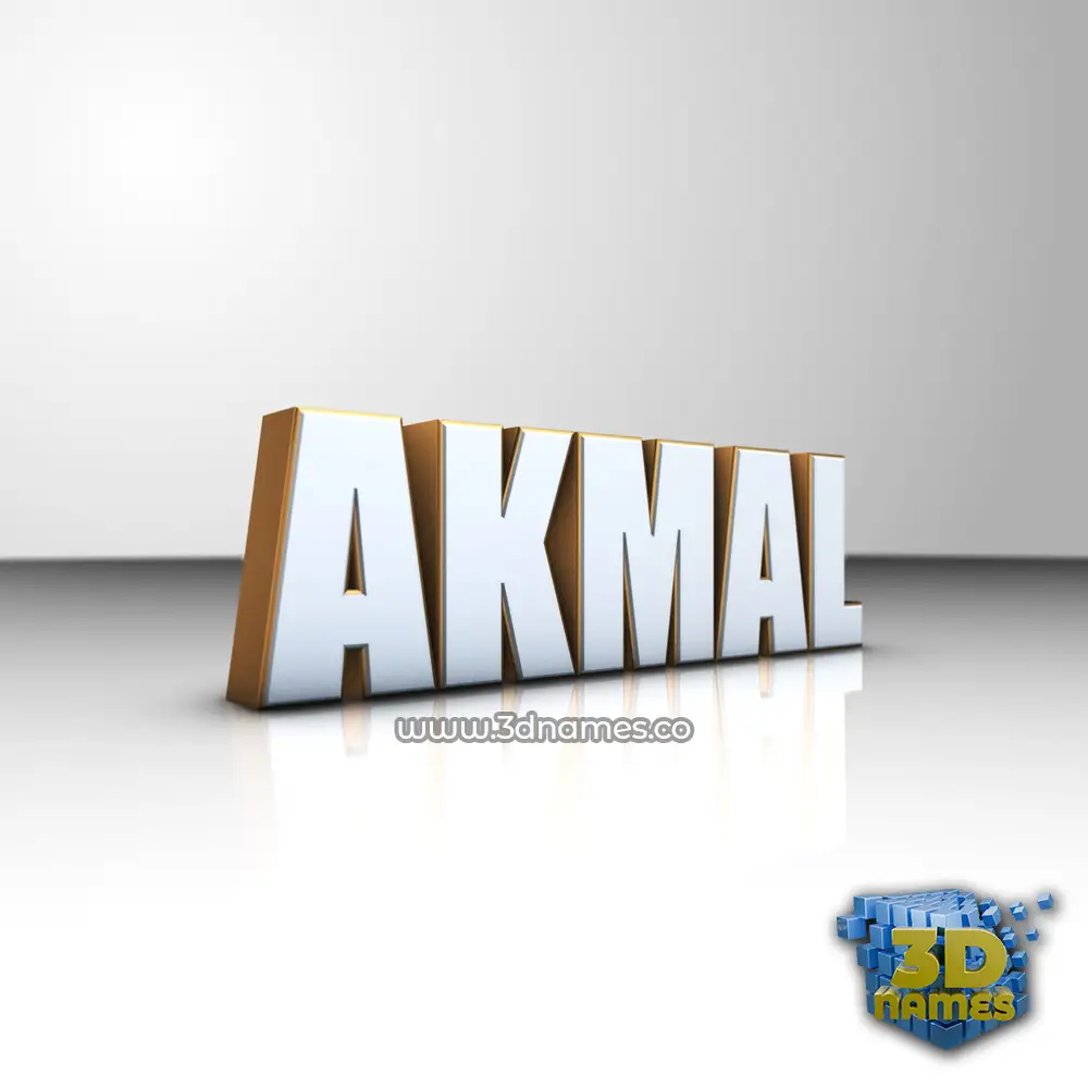 akmal in White'n'Gold style - 3D name wallpaper