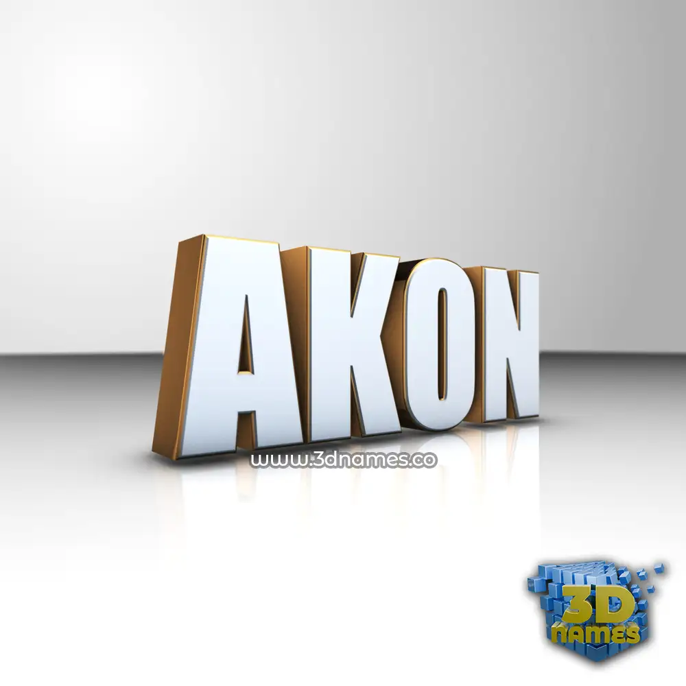 akon in White'n'Gold style - 3D name wallpaper