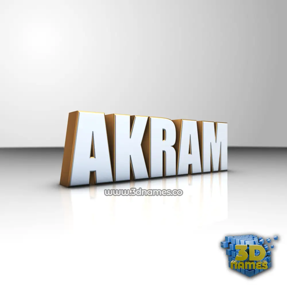 akram in White'n'Gold style - 3D name wallpaper