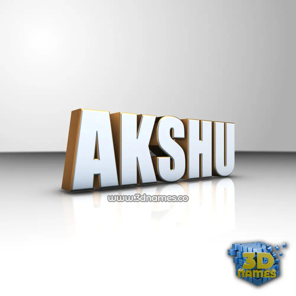 akshu in White'n'Gold style - 3D name wallpaper