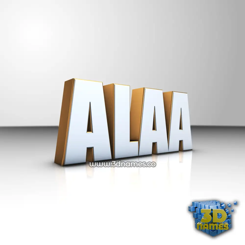 alaa in White'n'Gold style - 3D name wallpaper