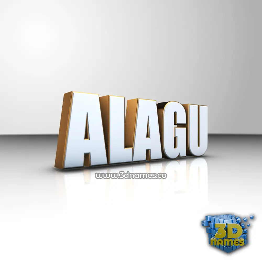alagu in White'n'Gold style - 3D name wallpaper