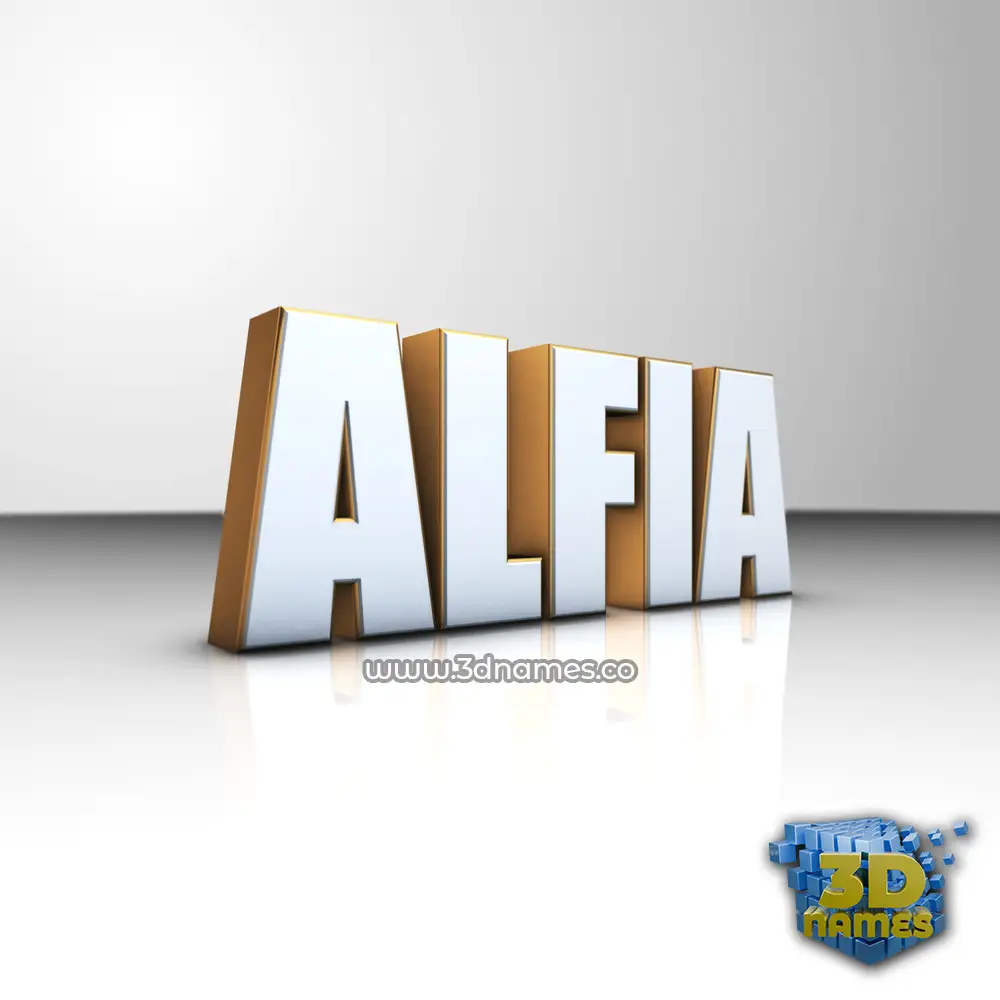 alfia in White'n'Gold style - 3D name wallpaper