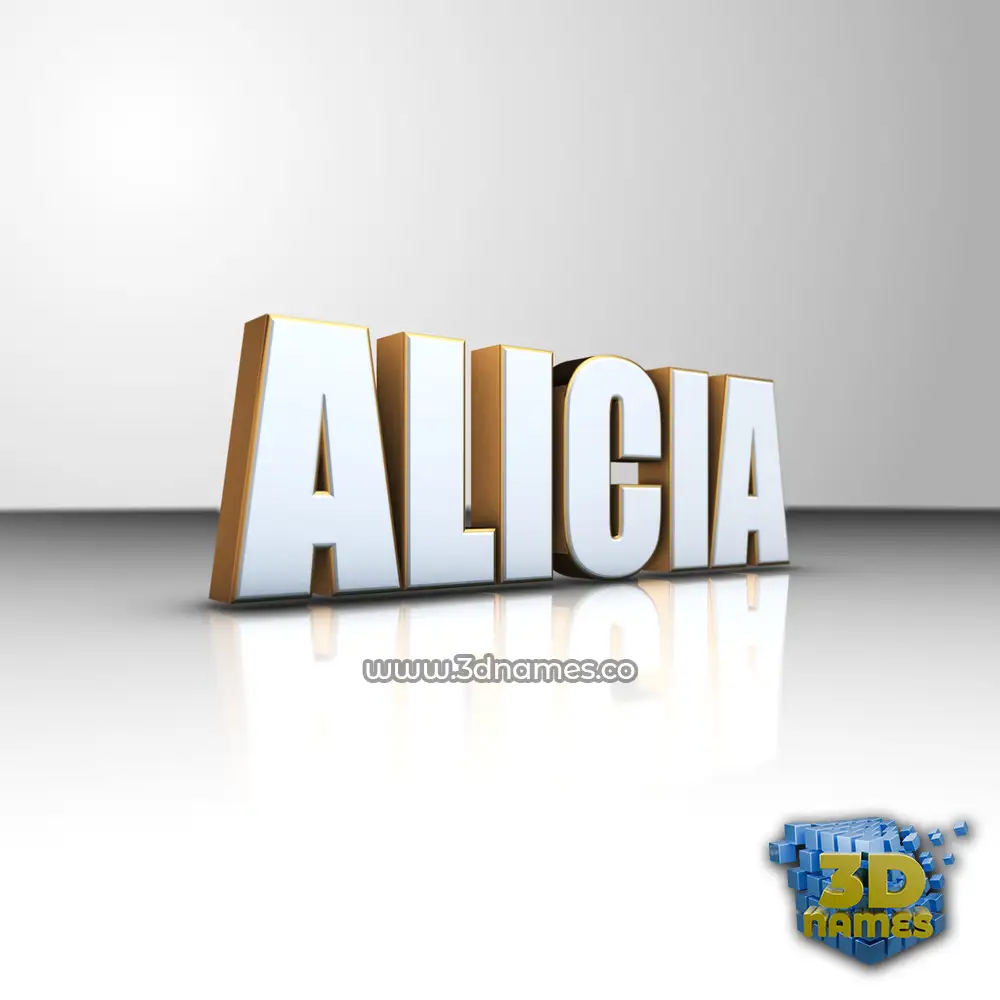 alicia in White'n'Gold style - 3D name wallpaper