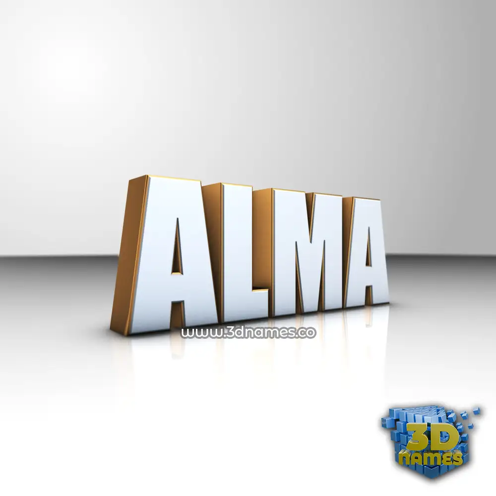 alma in White'n'Gold style - 3D name wallpaper