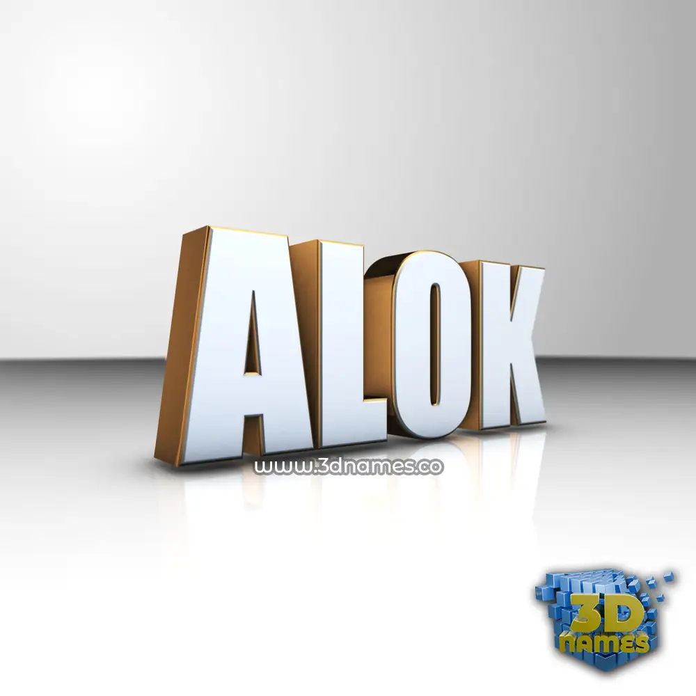 alok in White'n'Gold style - 3D name wallpaper