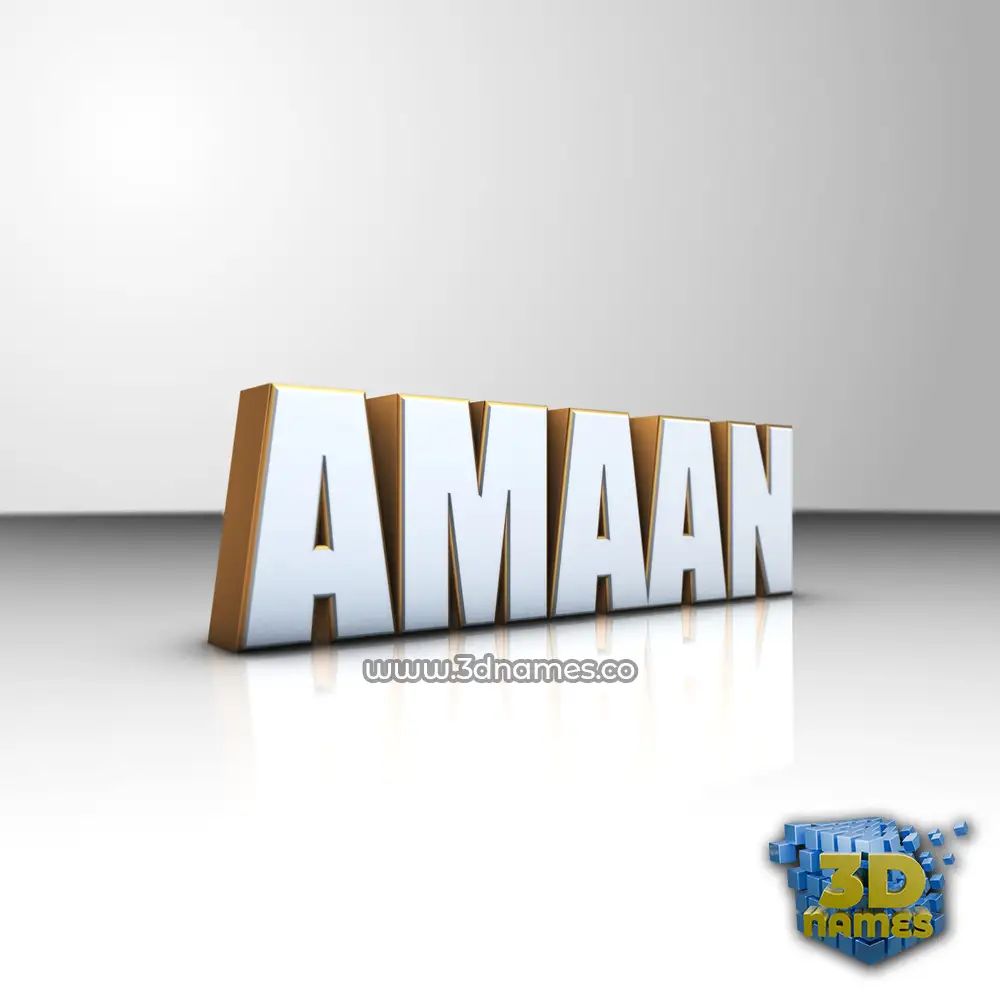 amaan in White'n'Gold style - 3D name wallpaper