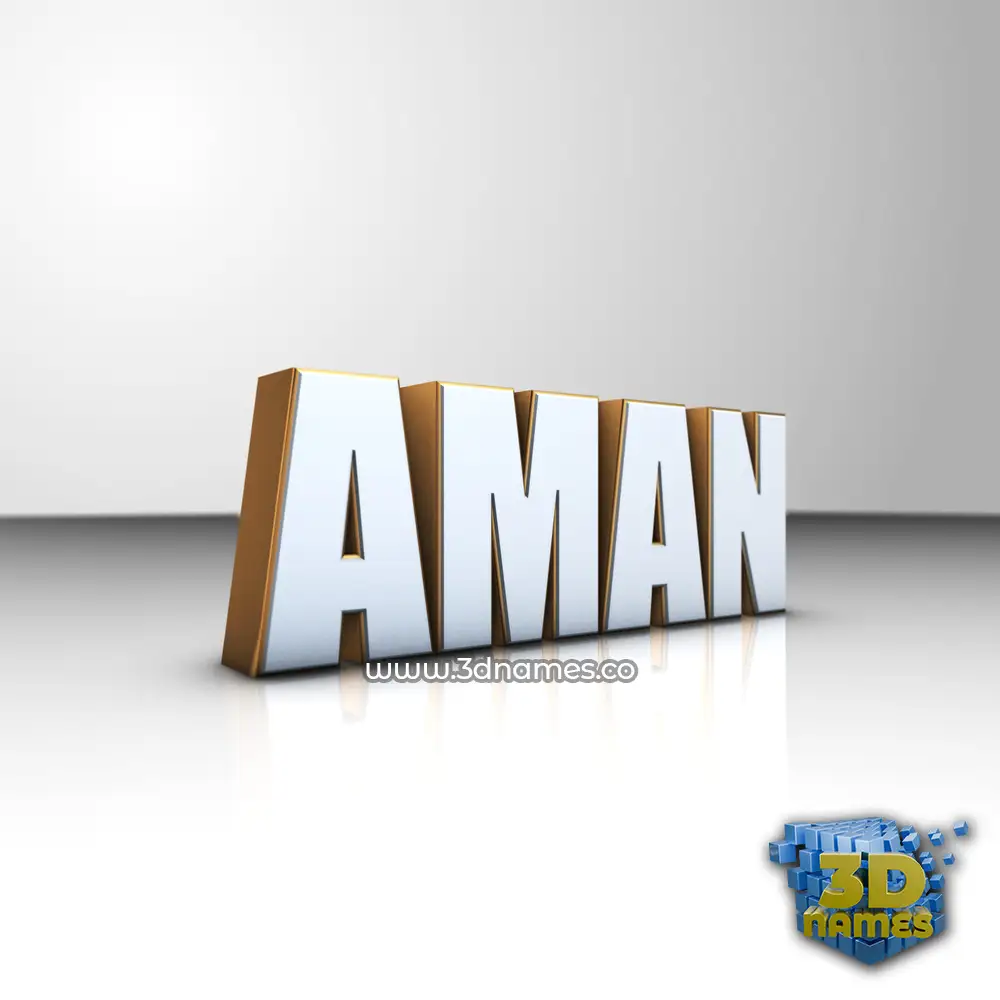aman in White'n'Gold style - 3D name wallpaper