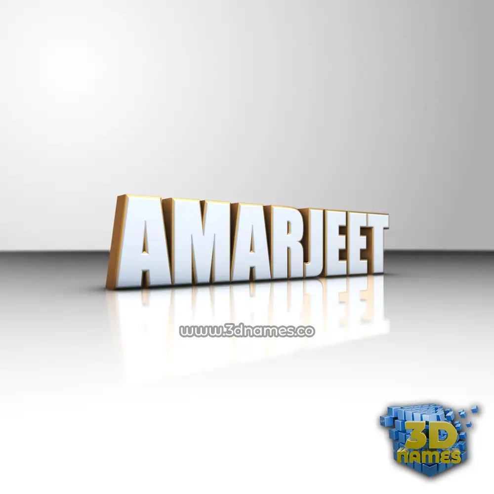 amarjeet in White'n'Gold style - 3D name wallpaper