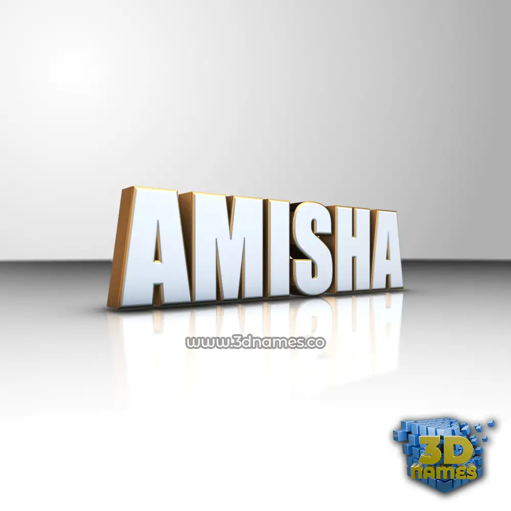 amisha in White'n'Gold style - 3D name wallpaper