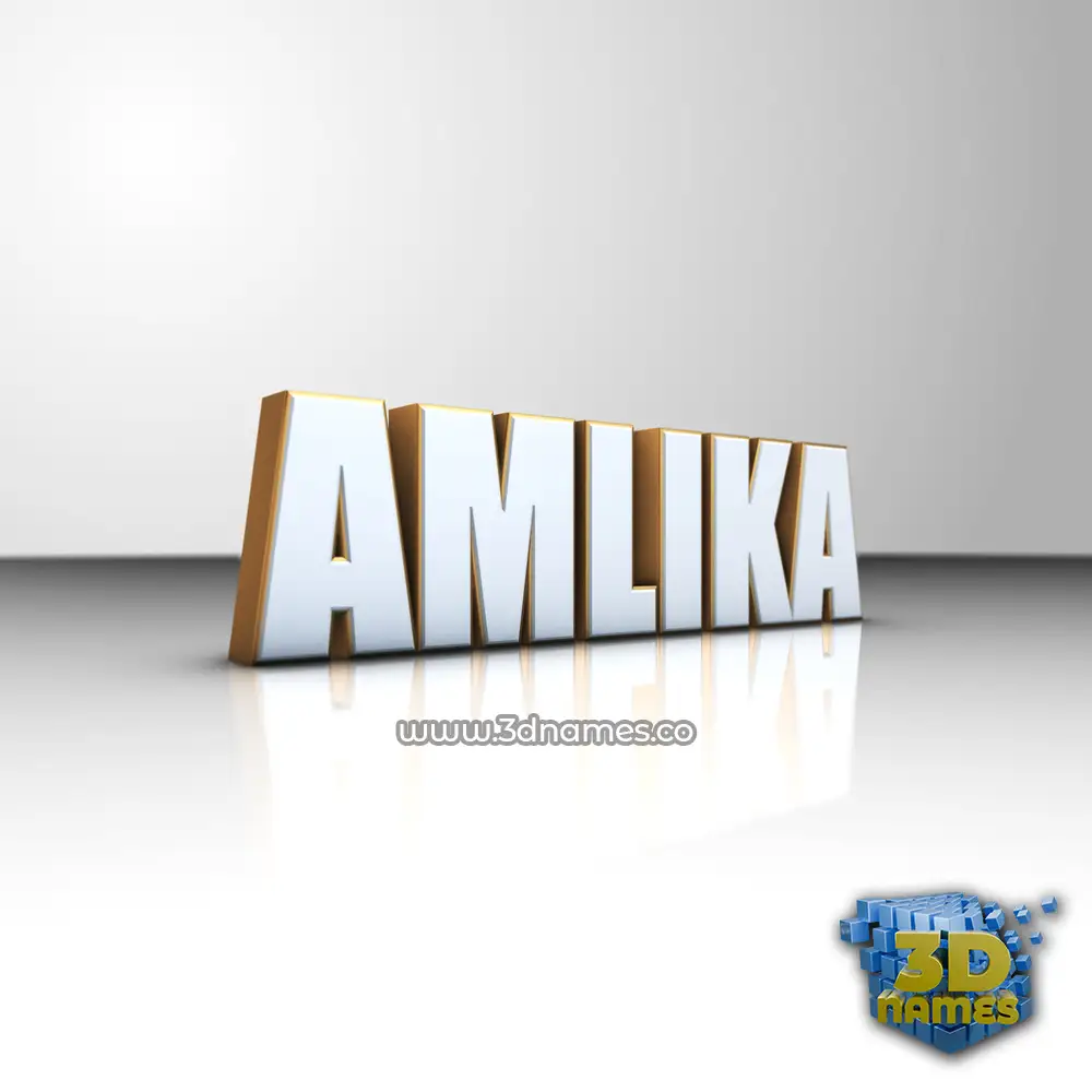 amlika in White'n'Gold style - 3D name wallpaper