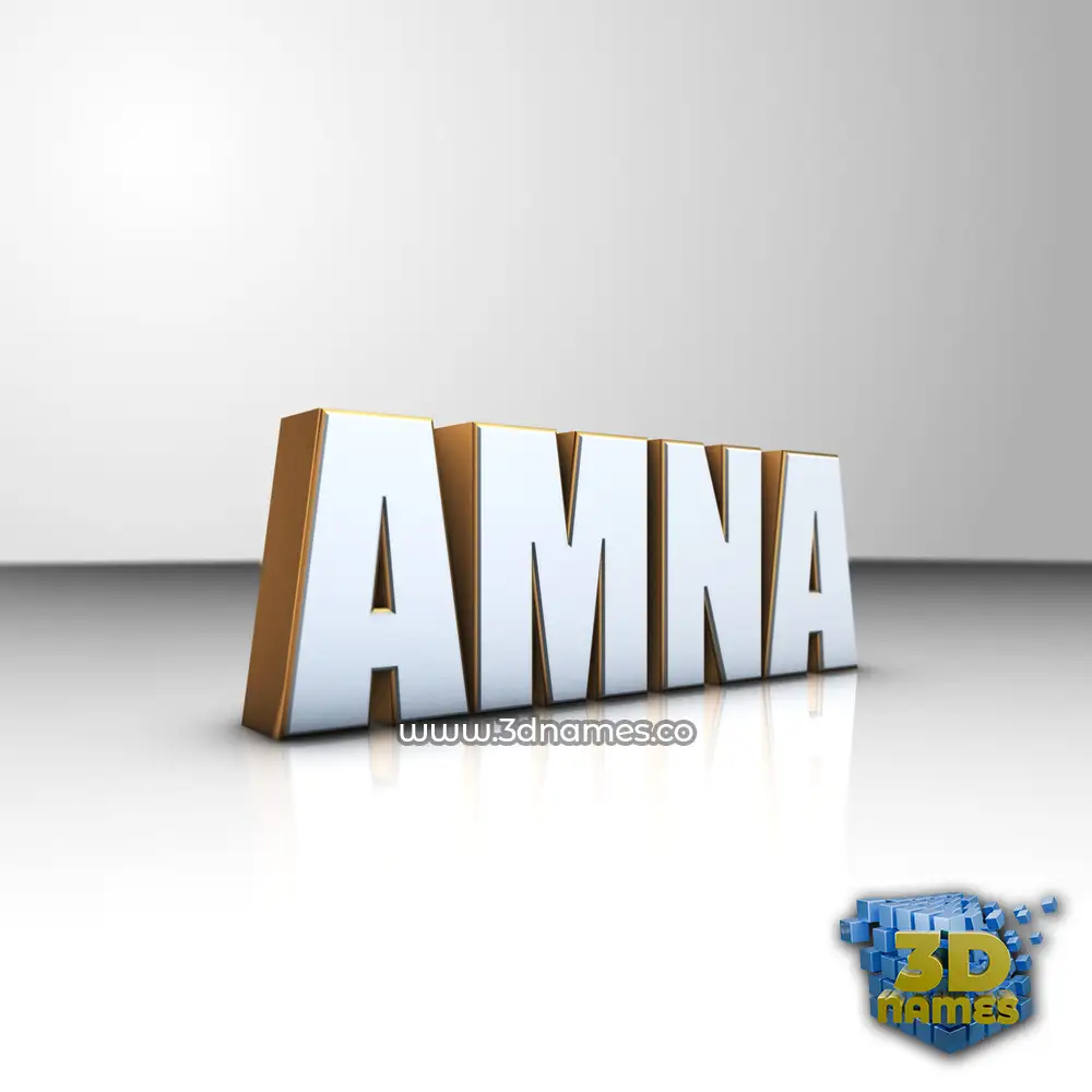 amna in White'n'Gold style - 3D name wallpaper