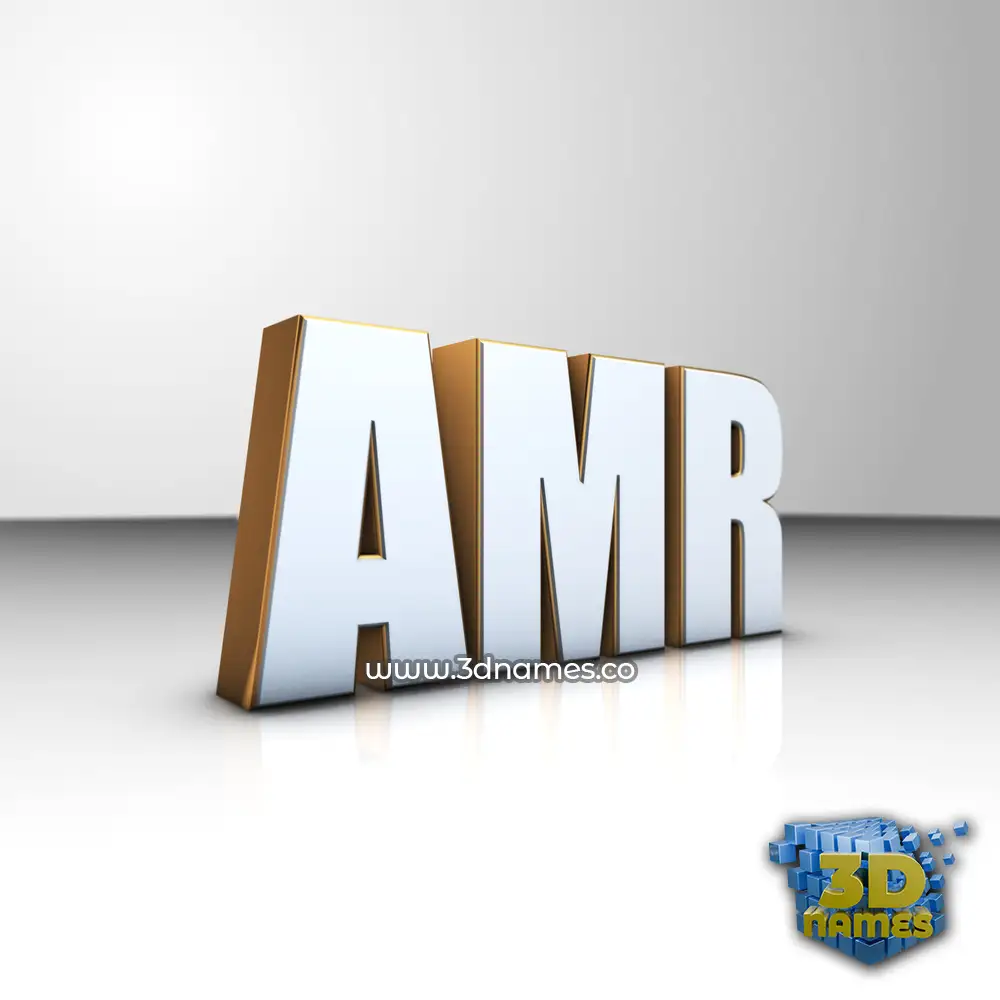 amr in White'n'Gold style - 3D name wallpaper