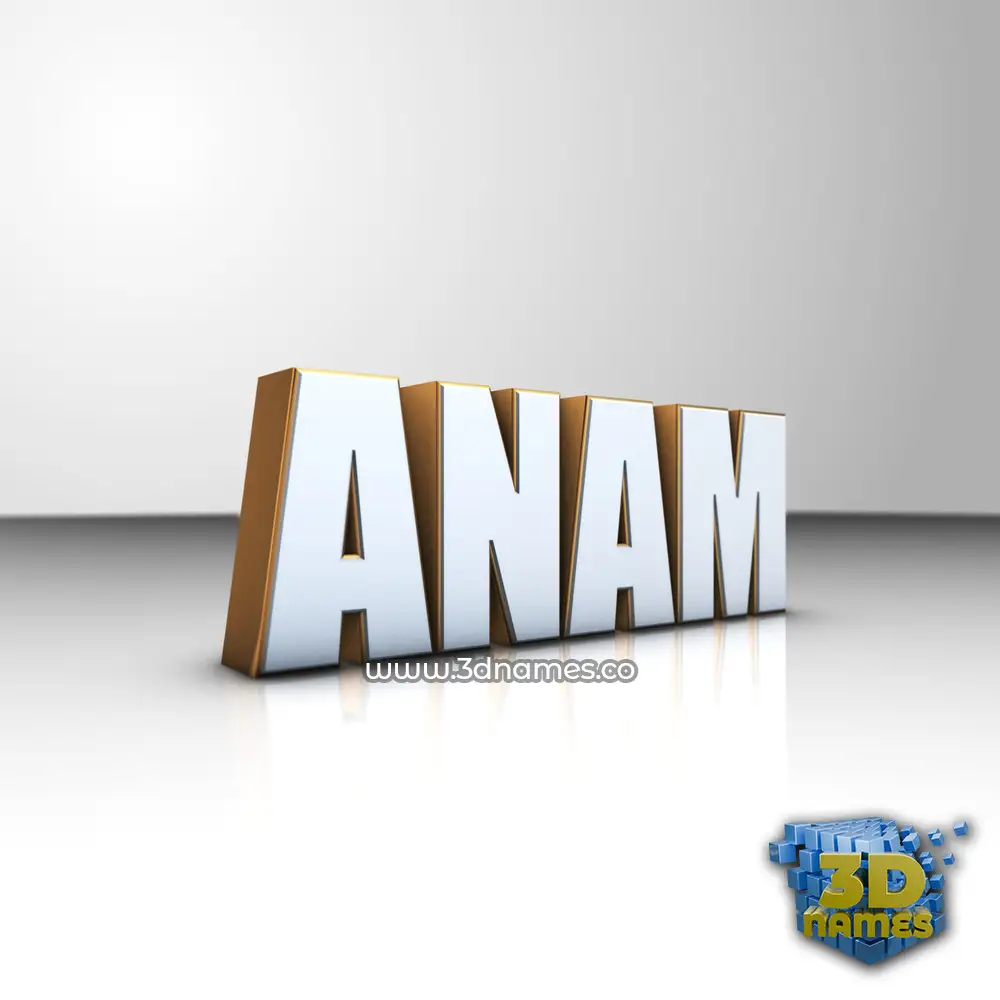 anam in White'n'Gold style - 3D name wallpaper