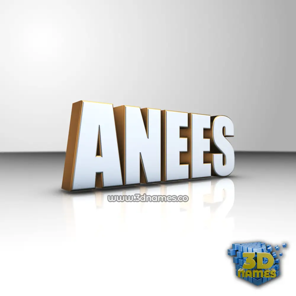 anees in White'n'Gold style - 3D name wallpaper