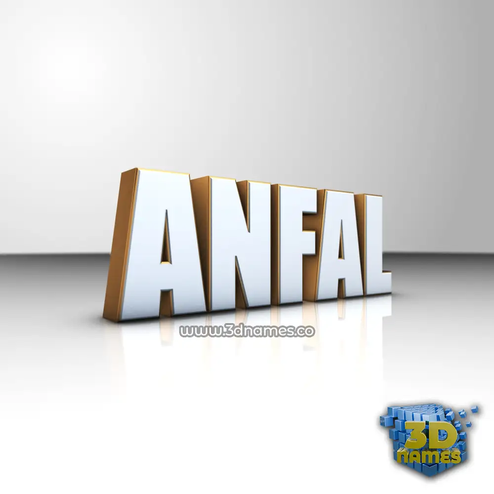 anfal in White'n'Gold style - 3D name wallpaper