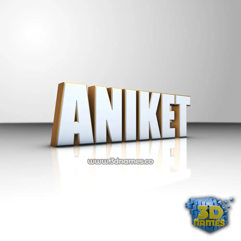 aniket in White'n'Gold style - 3D name wallpaper