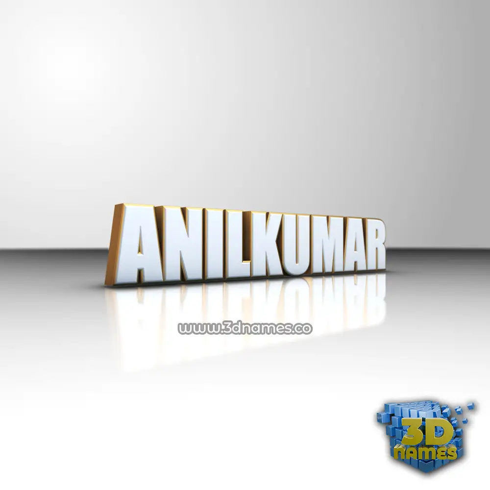 anilkumar in White'n'Gold style - 3D name wallpaper