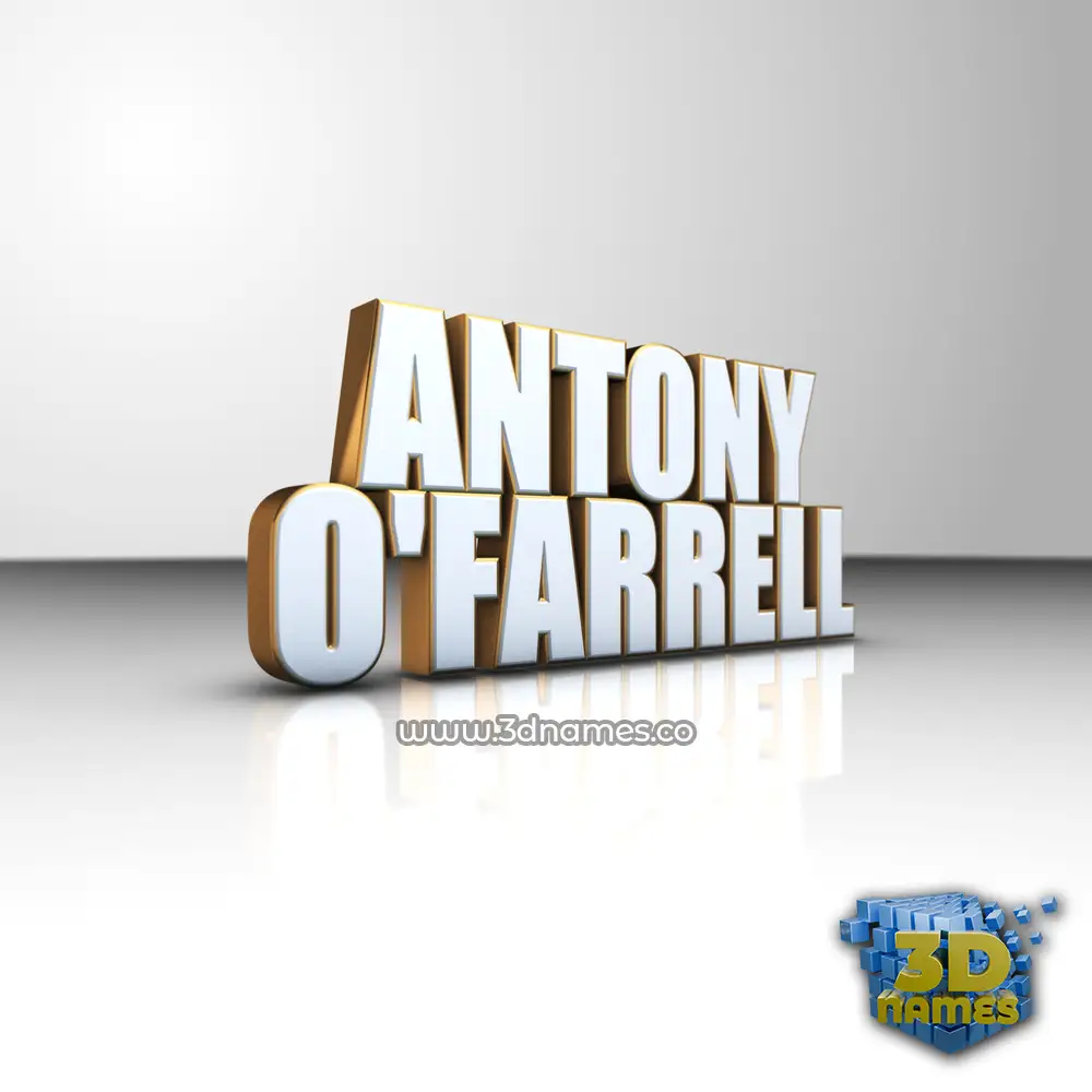 antony o'farrell in White'n'Gold style - 3D name wallpaper