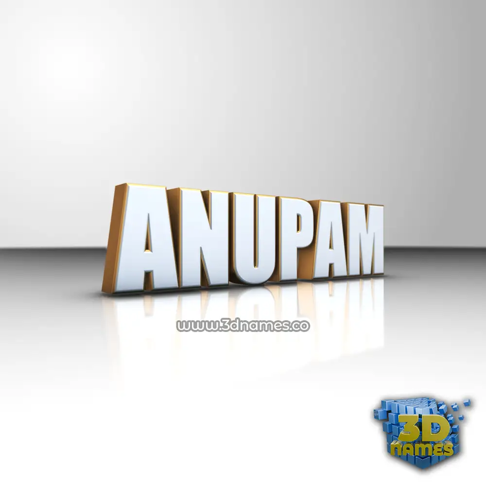 anupam in White'n'Gold style - 3D name wallpaper