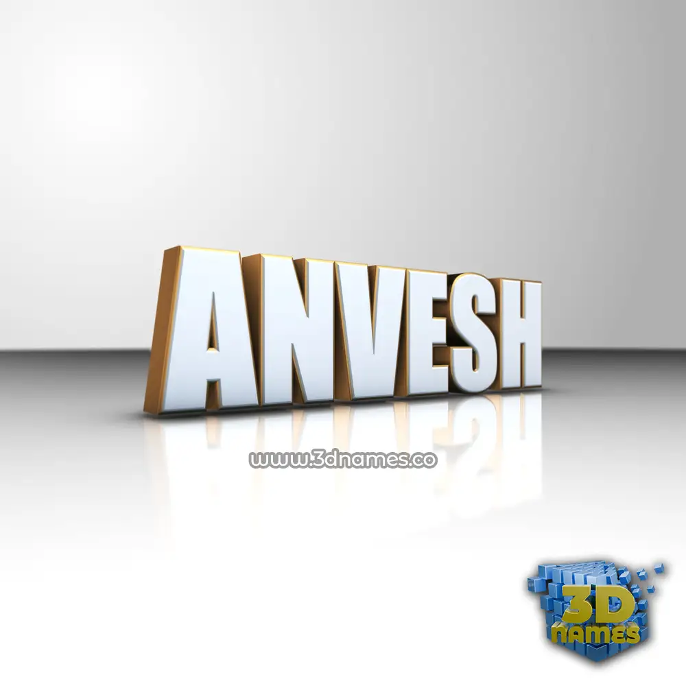 anvesh in White'n'Gold style - 3D name wallpaper
