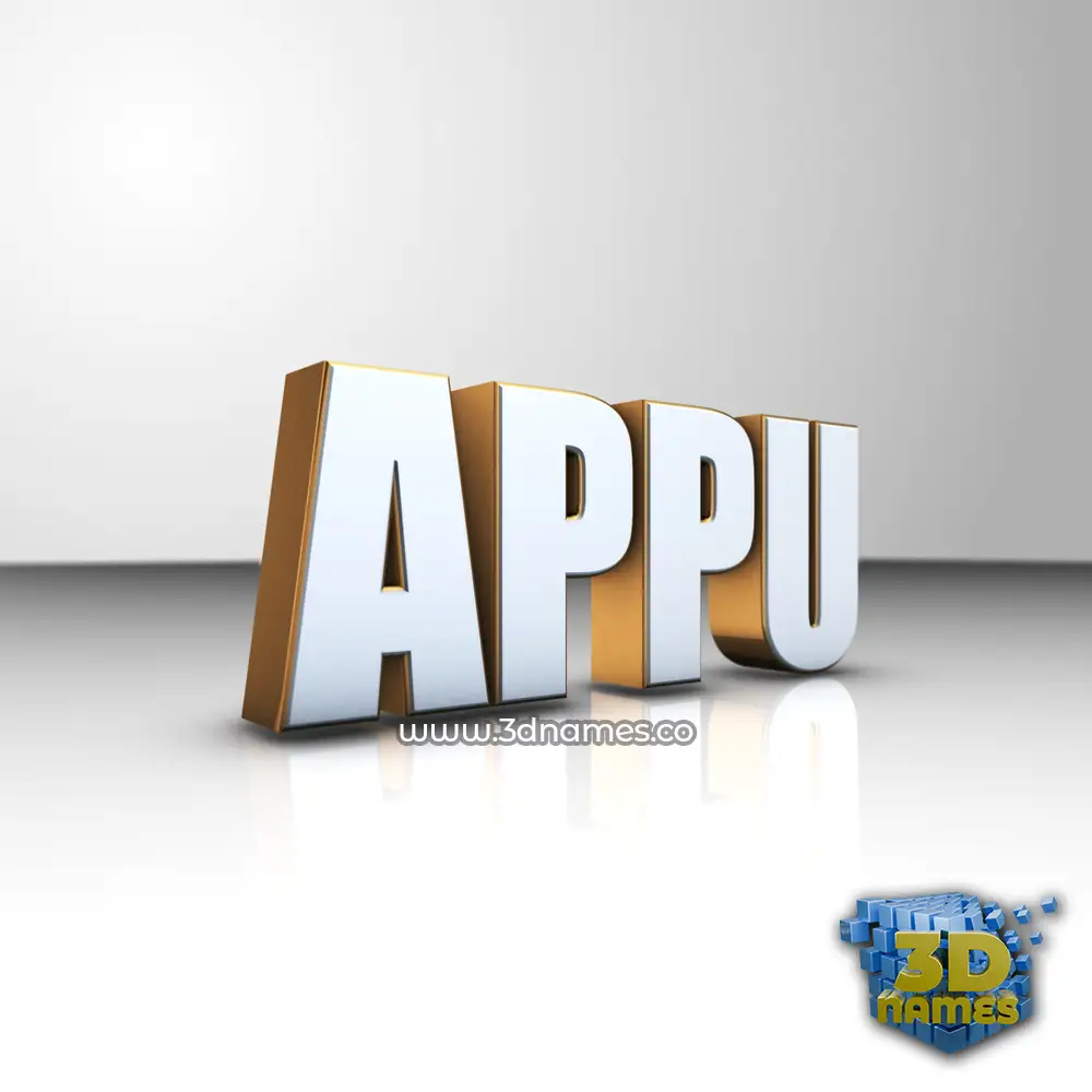 appu in White'n'Gold style - 3D name wallpaper