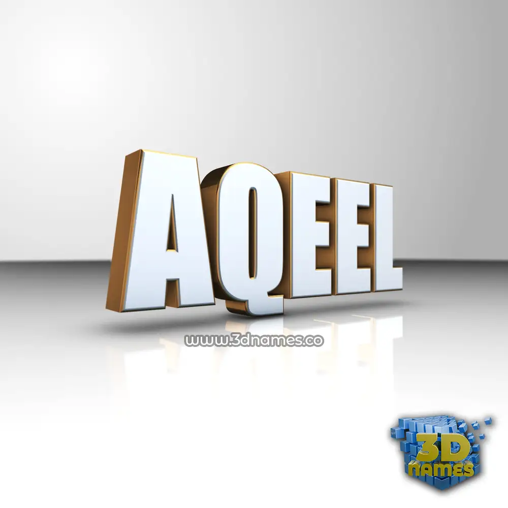 aqeel in White'n'Gold style - 3D name wallpaper