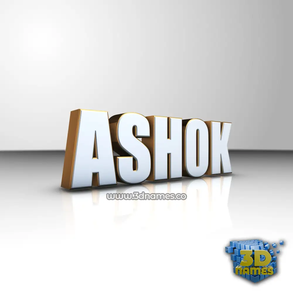 ashok in White'n'Gold style - 3D name wallpaper