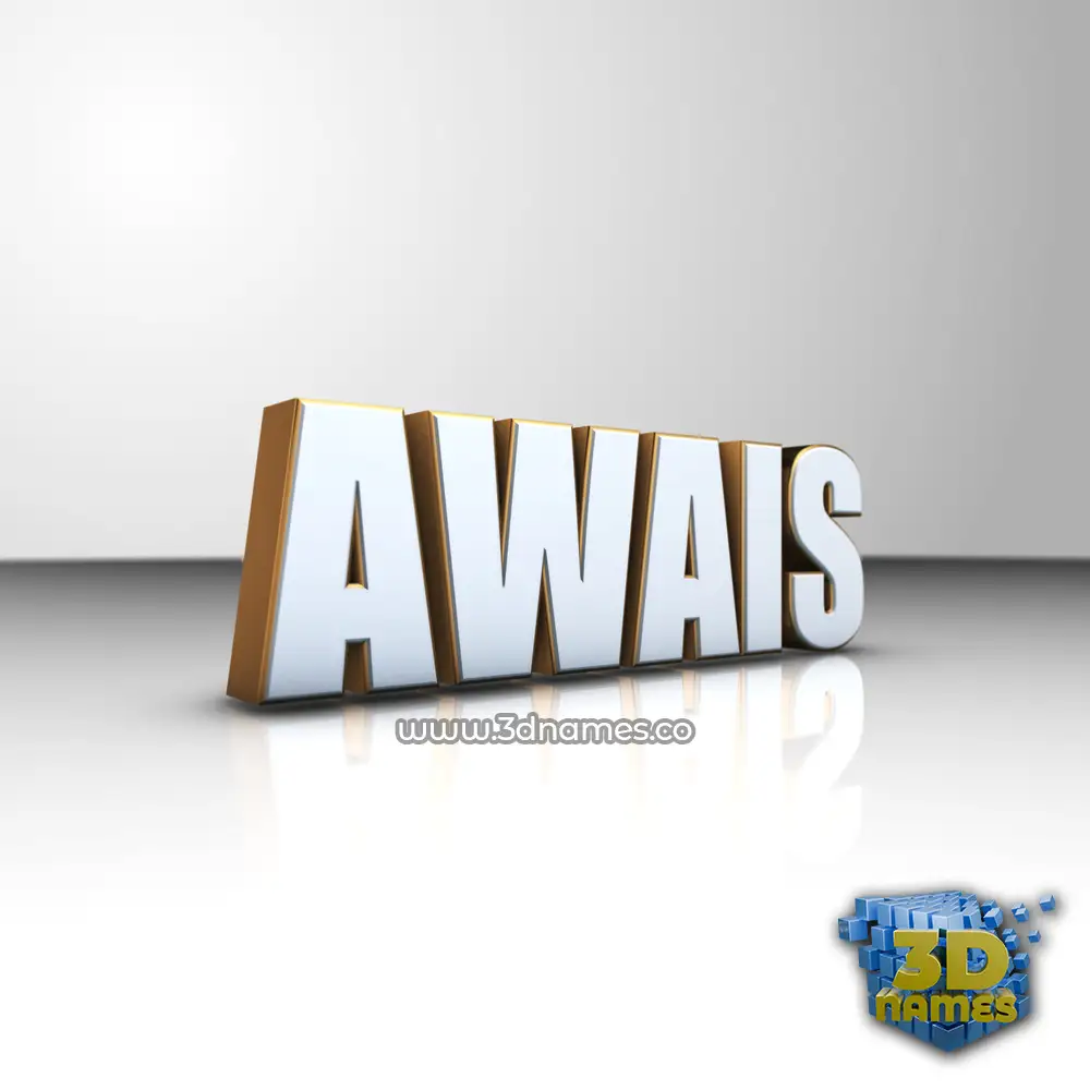 awais in White'n'Gold style - 3D name wallpaper