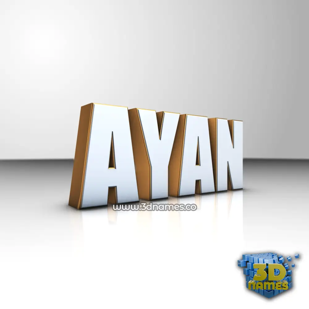 ayan in White'n'Gold style - 3D name wallpaper