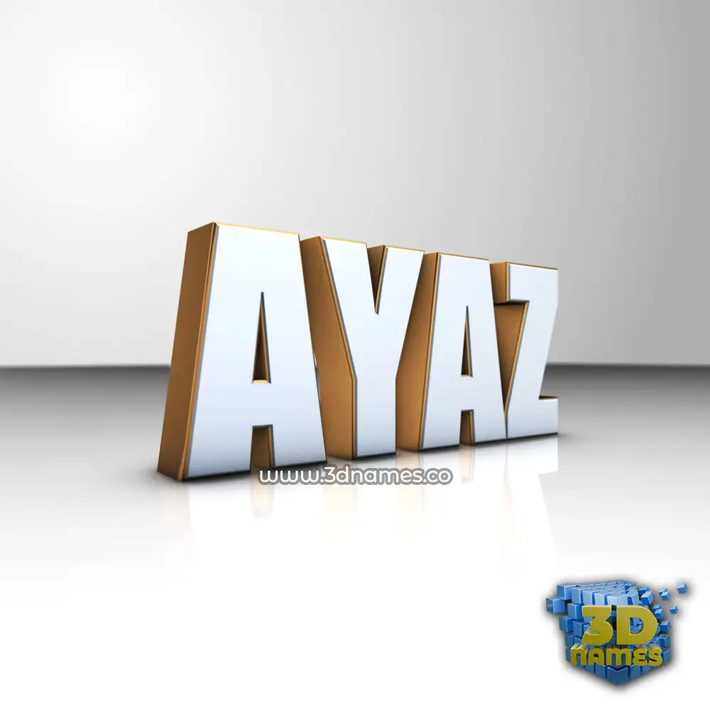 ayaz in White'n'Gold style - 3D name wallpaper