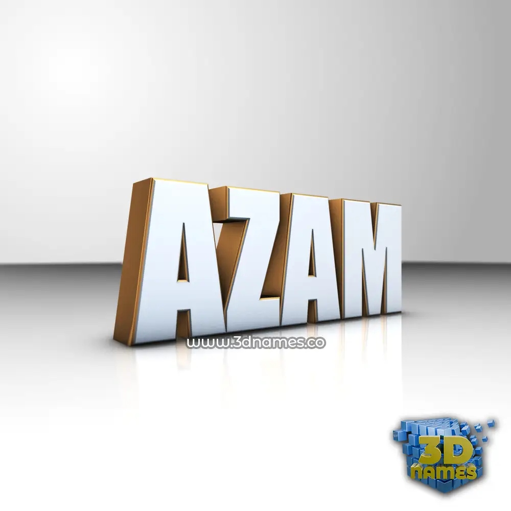 azam in White'n'Gold style - 3D name wallpaper