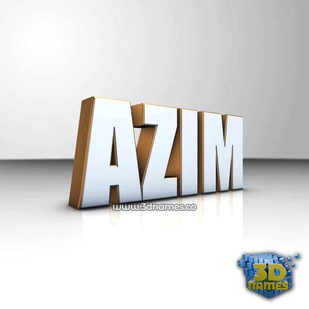 azim in White'n'Gold style - 3D name wallpaper