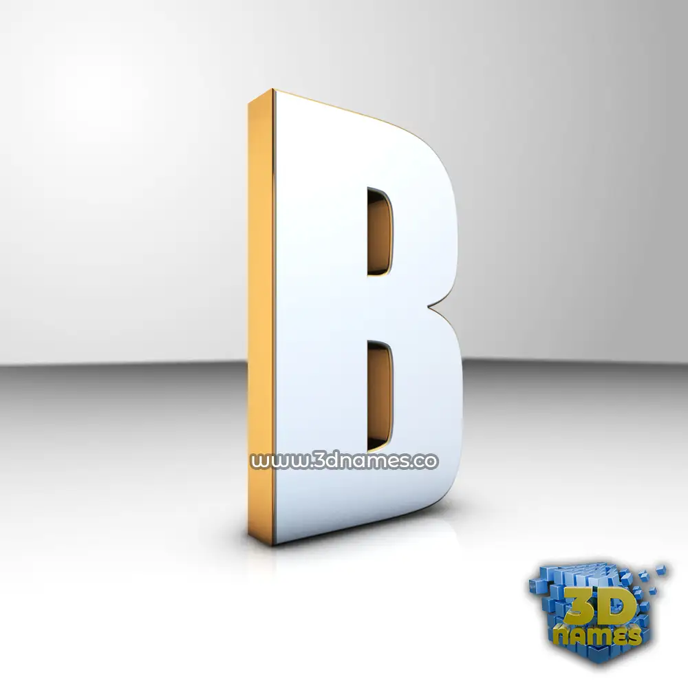b in White'n'Gold style - 3D name wallpaper
