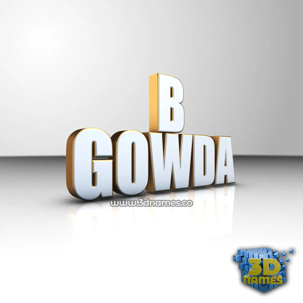 b gowda in White'n'Gold style - 3D name wallpaper