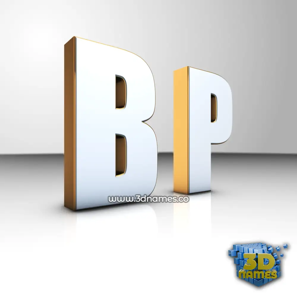 b p in White'n'Gold style - 3D name wallpaper
