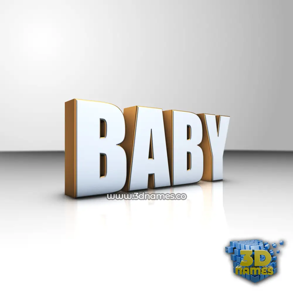 baby in White'n'Gold style - 3D name wallpaper