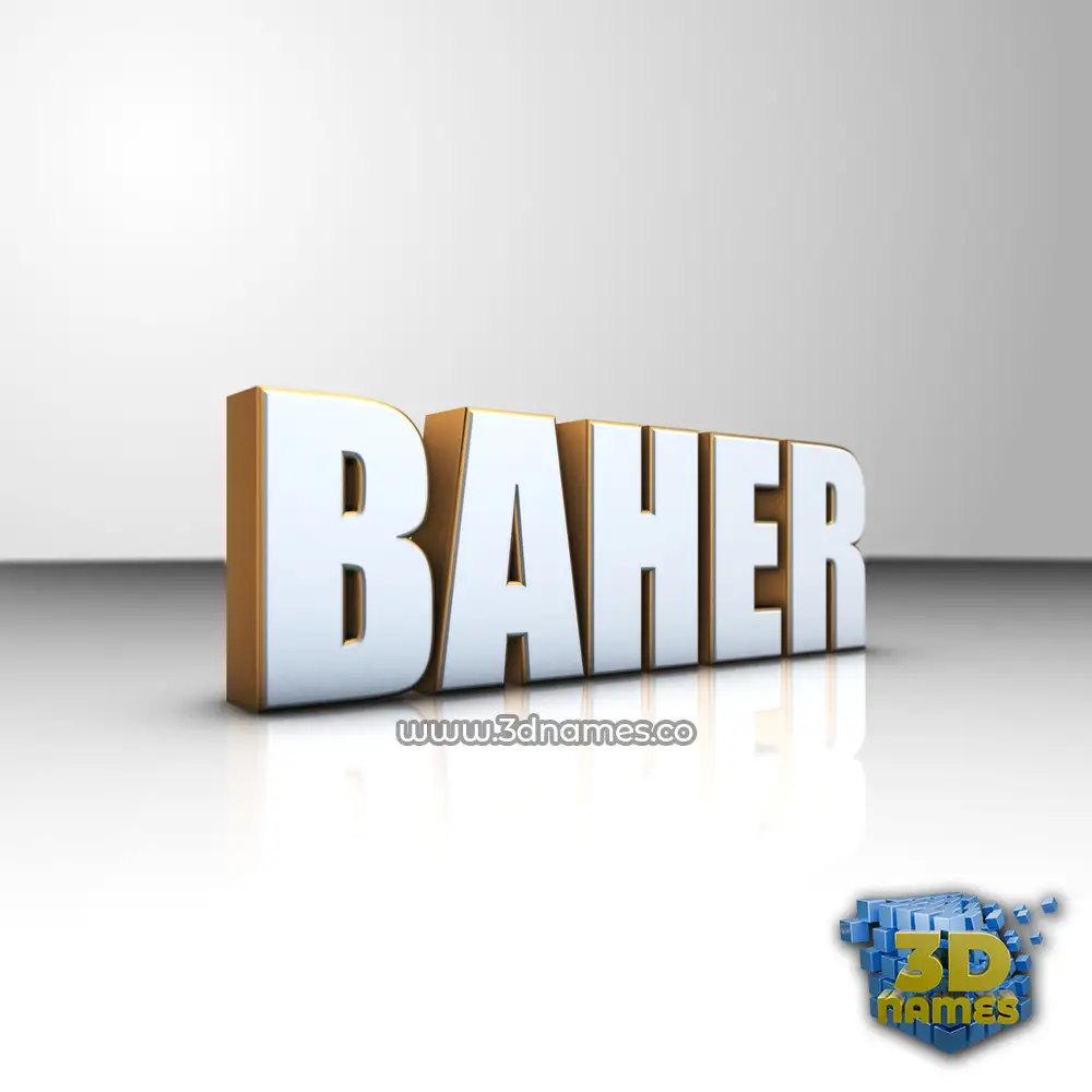 baher in White'n'Gold style - 3D name wallpaper