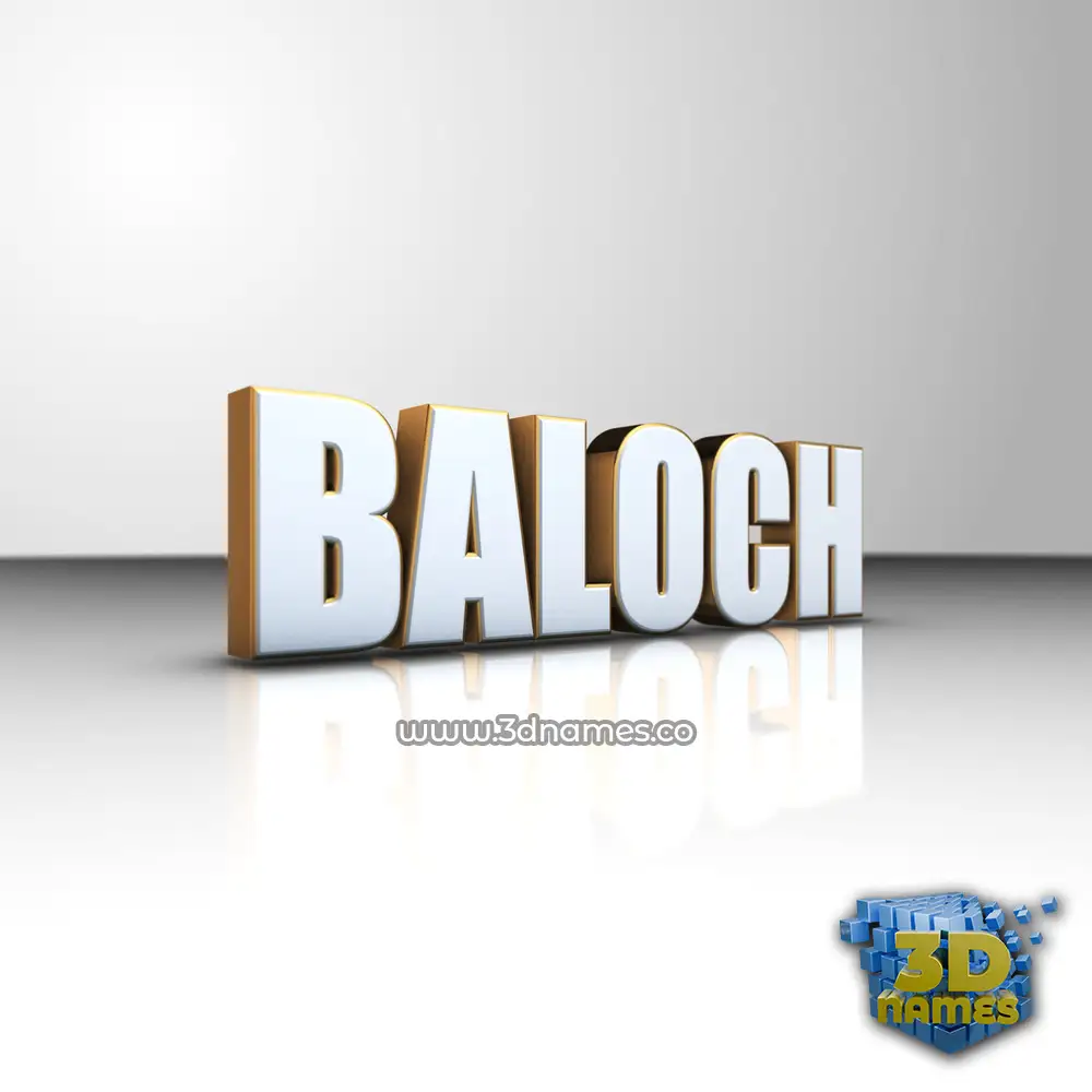 baloch in White'n'Gold style - 3D name wallpaper