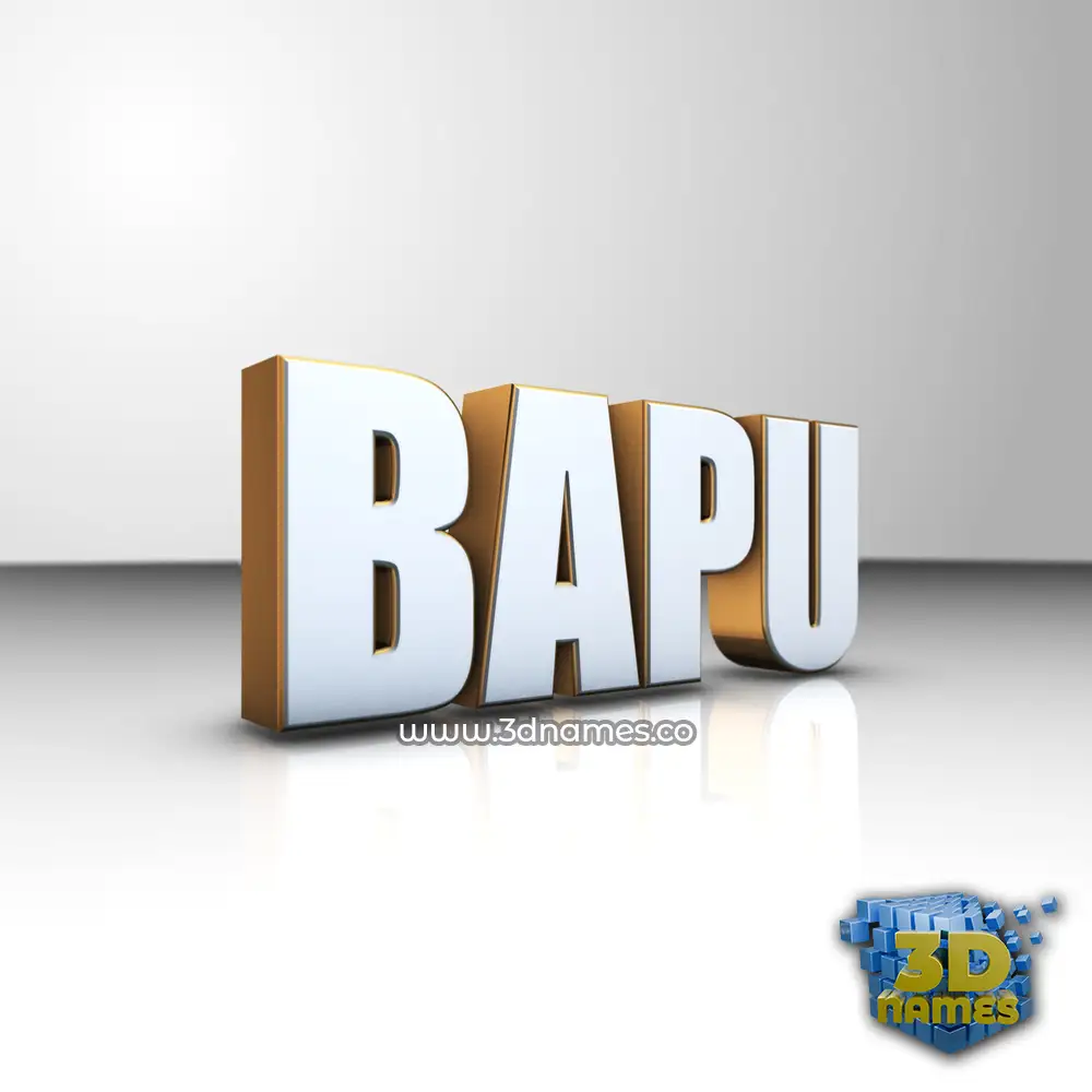 bapu in White'n'Gold style - 3D name wallpaper