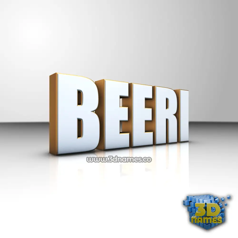 beeri in White'n'Gold style - 3D name wallpaper