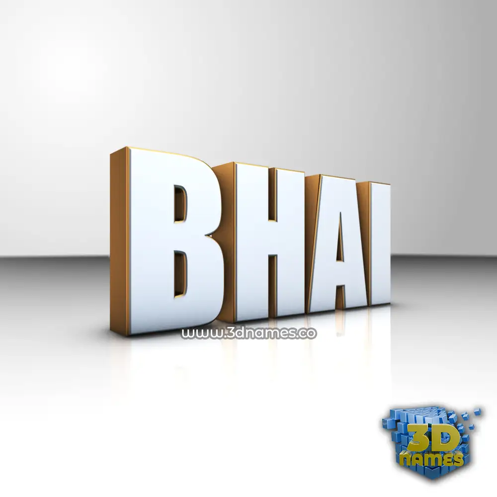 bhai in White'n'Gold style - 3D name wallpaper
